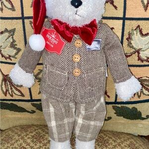 Ralph Lauren inspired Home Festive Teddy Bear with Red Hat and Bow